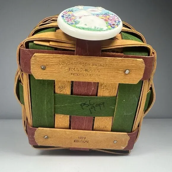 1999 Longaberger Easter Basket w/Handle Egg Liner Protector & Bunny Insert Small - Picture 7 of 9